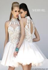 Sherri Hill Short 21193.  Available in Black/Nude, Blush/Nude, Ivory/Nude, Navy/Nude, Red/Nude, Turquoise